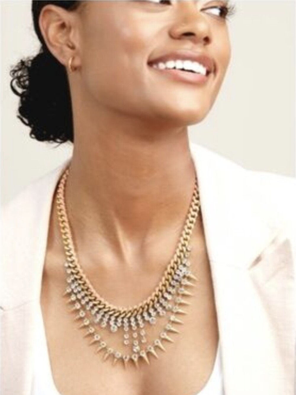 Stella & Dot Merci Gold Necklace with pink threading- New in Box